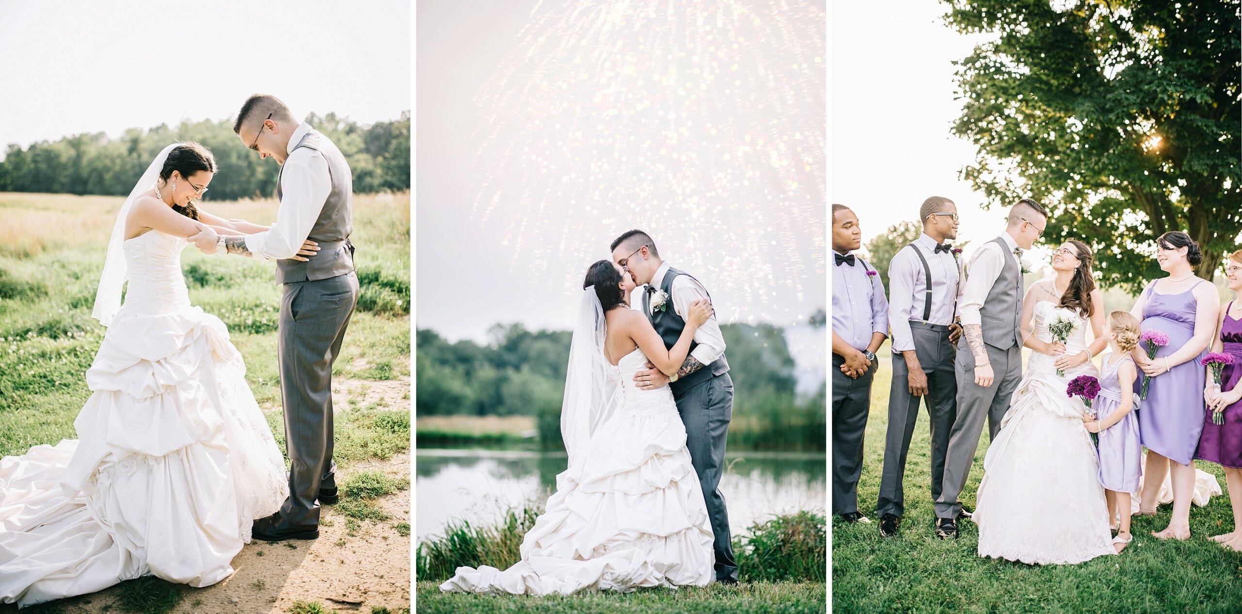 firework wedding summer in indiana first look bridal party
