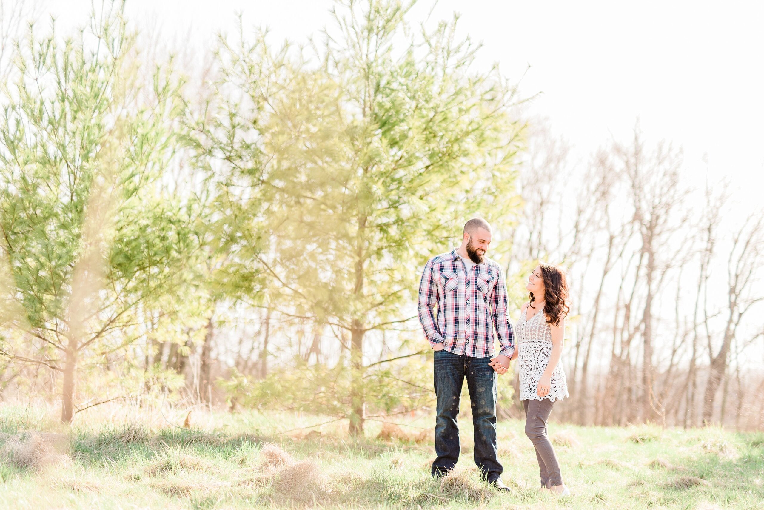 Indiana surprise proposal spring engagement session lakes