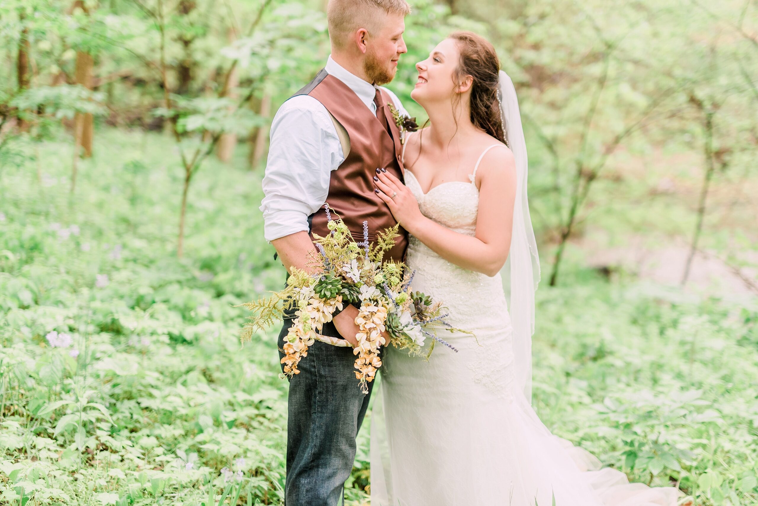 Indiana Wedding spring succulents outdoors