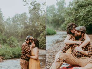 Rainy Indiana Creekside Engagement