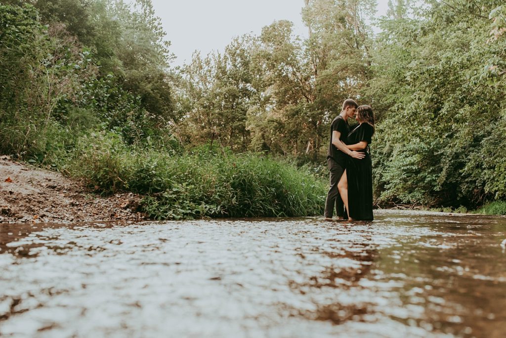Romantic Indiana Creekside Engagement