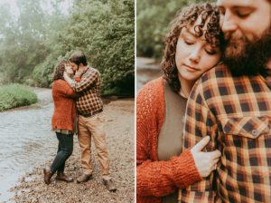 Rainy Indiana Creekside Engagement